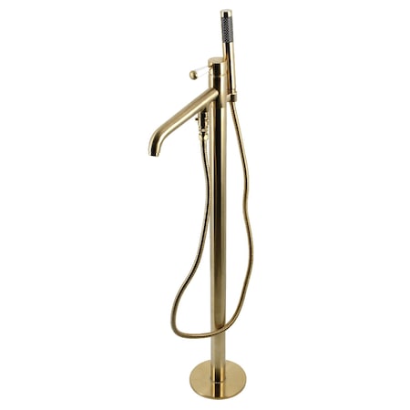 Kingston Brass KS8137DPL Freestanding Tub Faucet with Hand Shower, Brushed Brass KS8137DPL